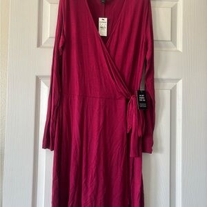 Express Women's Wrap Dress in Maroon